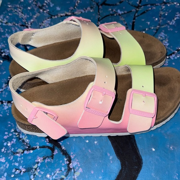 Birkenstock Women Milano Colorblock Vegan Leather Sandals shoes size 38 / 7.5 - Picture 4 of 10
